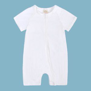 Unisex Baby One Piece Bodysuit Short Sleeve Romper Cotton Double Zipper 3-24M
